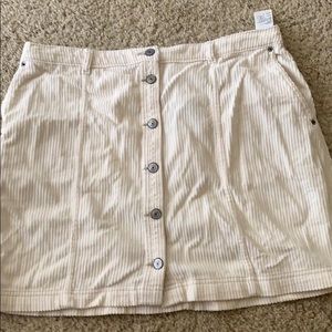 Beige Button Front Corduroy Skirt A&F